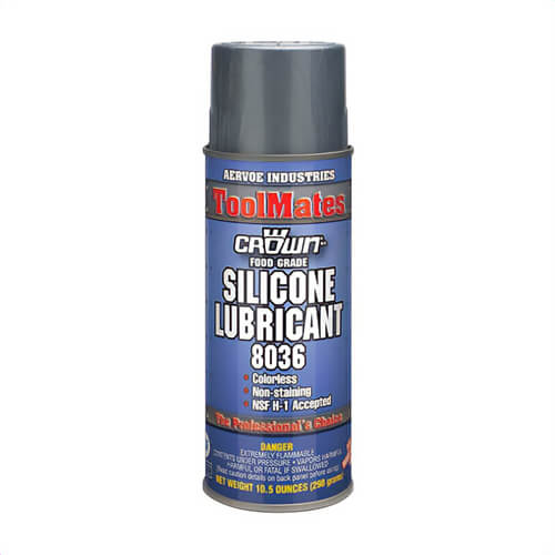 Crown® by Aervoe® 8036 Silicone Lubricant, Food Grade, 16 oz Aerosol Can, Clear Glass, 40 to 110°F, 0.66 Specific Gravity