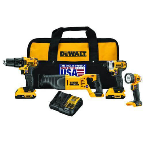 DeWALT® DCK420D2 20V MAX* 4-Tool Cordless Combination Kit, Tools: Drill/Driver, Impact Driver, Reciprocating Saw, Worklight