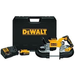 DeWALT® 20V MAX* Matrix™ DCS374P2 XR™ Brushless Deep Cut Portable Cordless Band Saw Kit, 5 x 4-3/4 in Cutting, 44-7/8 in L Blade