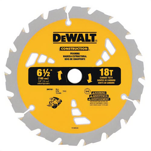 DeWALT® DW3578B10 20™ Portable Round Arbor Thin Kerf Circular Saw Blade, 7-1/4 in dia x 0.045 in Thick, 5/8 in Arbor, Steel Blade, 24 Teeth