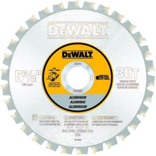 DeWALT® DW9052 Cordless Circular Saw Blade, 5-3/8 in dia x 0.039 in Thick, 10 mm Arbor, Carbide Blade, 30 Teeth