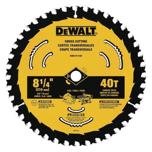 DeWALT® DWA181440 Circular Saw Blade, 8-1/4 in dia, 5/8 in Arbor, 40 Teeth