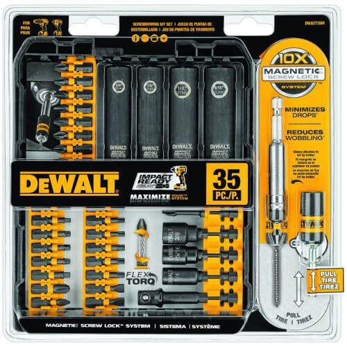 DeWALT® Impact Ready® DWA2T35IR Screwdriver Bit Set, 35 pc, Steel