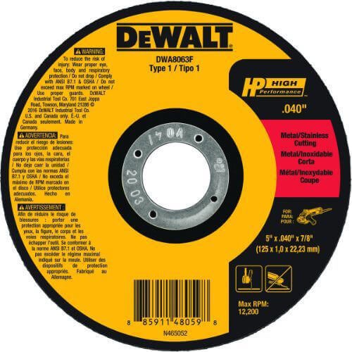 DeWALT® DWA8063F HP™ Type 1 Cut-Off Wheel, Aluminum Oxide Abrasive