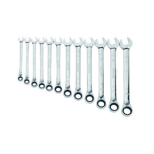 DeWALT® DWMT19232 Ratcheting Wrench Set, 12 pc, 1/4 to 7/8 in, Polished Chrome