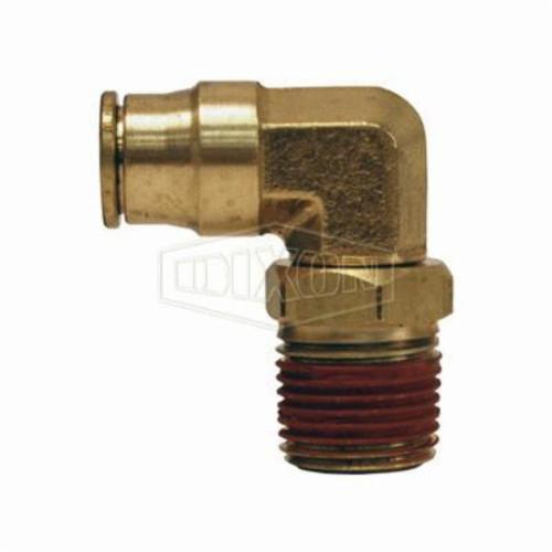 Dixon® 69S16X12 Push-In Elbow, 3/8 x 1/2 in Nominal, MNPT Swivel x Tube, Brass, Domestic