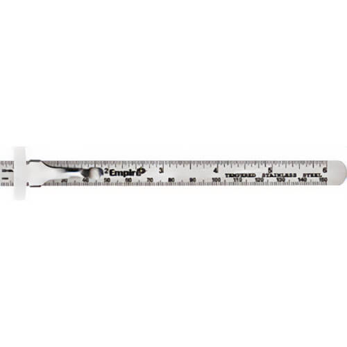Empire® 2730 Pocket Ruler with 32nds, Millimeter and Decimal, Stainless Steel, Imperial, 6 in
