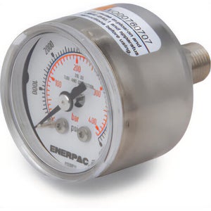Enerpac® 1537R Dry Style Rear Mount Hydraulic Pressure Gauge, 0 to 10,000 psi, 1-1/2 in dia Gauge, 1/8 in NPTF Connection