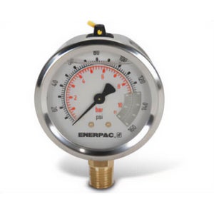 Enerpac® G2510L Hydraulic Pressure Gauge, 2.50 in Face, Lower Mount, Glycerine Filled, 160 Maximum psi