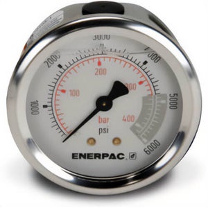 Enerpac® G2534SR Hydraulic Pressure Gauge, 2.5 in Face, Rear Mount, Glycerine Filled, 6,000 Maximum psi