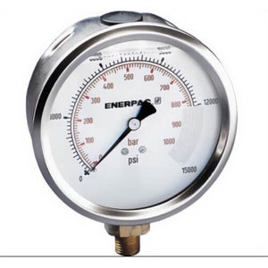 Enerpac® G4089L Hydraulic Pressure Gauge, 4.0 in Face, Lower Mount, Glycerine Filled, 15,000 Maximum psi