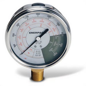 Enerpac® GF200P Glycerin Filled Lower Mount Hydraulic Force and Pressure Gauge, 0 to 10,000 psi, 4.3 in dia Gauge