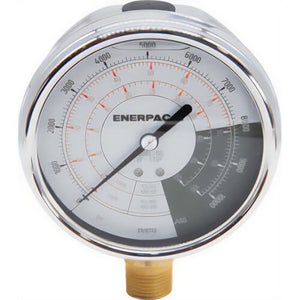 Enerpac® GF510P Glycerin Filled Lower Mount Hydraulic Force and Pressure Gauge, 0 to 10,000 psi, 4.3 in dia Gauge