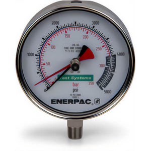 Enerpac® T6002L G Series Dry Test System Gauge, 5,000 psi, 1/2 in NPTF Connection, +/-0.5 % Accuracy, Alloy Steel