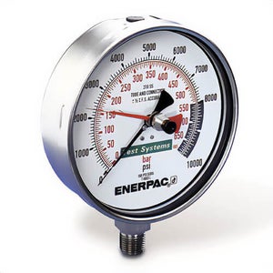 Enerpac® T6008L Dry Test System Gauge G Series, 20,000 psi, 1/4 in Cone Connection, +/-0.5 % Accuracy, Stainless Steel