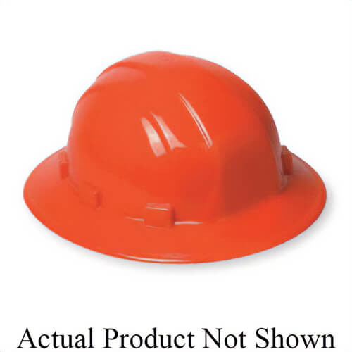 ERB® 19913 Omega II® Full Brim Hard Hat, Orange, 6-1/2 Fits Mini Hat, 8 Fits Max Hat, 6-Point Suspension, ANSI Class C, E & G