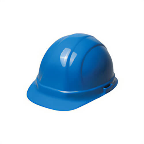 ERB® 19956 Omega II® Front Brim Hard Hat, Blue, 6-1/2 Fits Mini Hat, 8 Fits Max Hat, 6-Point Suspension, ANSI Class C