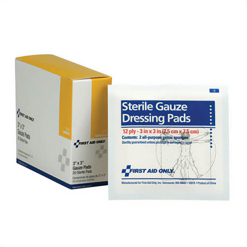 First Aid Only® I211 Sterile Gauze Pad, 3 x 3 in, Cotton Gauze