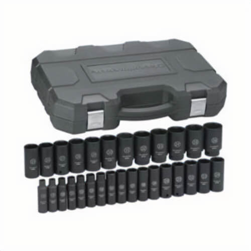 Gearwrench® 84935N Impact Socket Set, ASME B107.33M, 6 Points, 1/2 in Drive, 29 pc, Included Socket Size: 8 to 36 mm