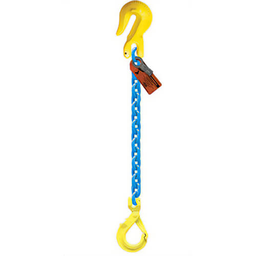 GrabiQ® Single Leg, 5/8 in, Adjustable Chain Sling, GG1-GBK, 10 ft Length, 22600 lb WLL