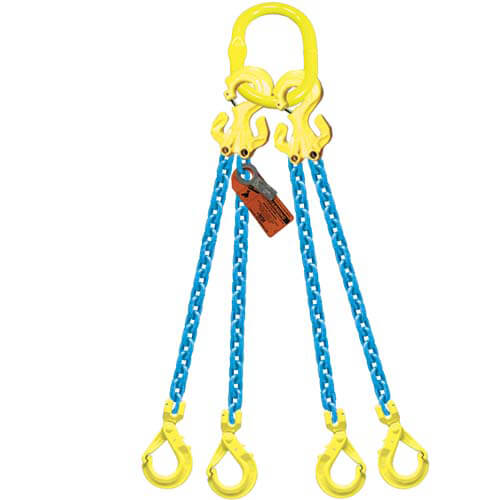 GrabiQ® Quad Leg, 5/8 in, Adjustable Chain Sling, TG4-GBK, 12 ft Length, 58700 lb WLL