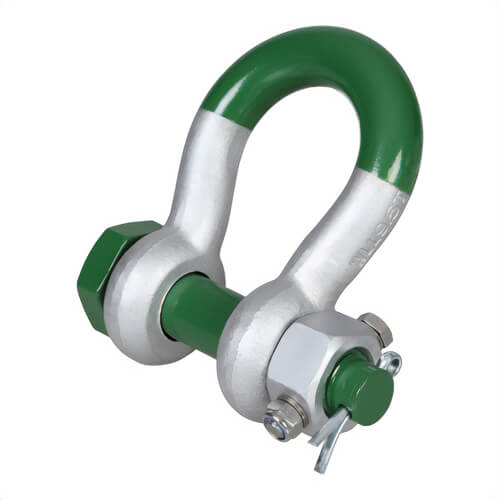 Green Pin® SUGHMB70FN G-5243 Super® Bow Shackle, Fixed Nut, 85 ton WLL, 2-1/2 in dia, 17-1/4 in L, Hot Dipped Galavanized