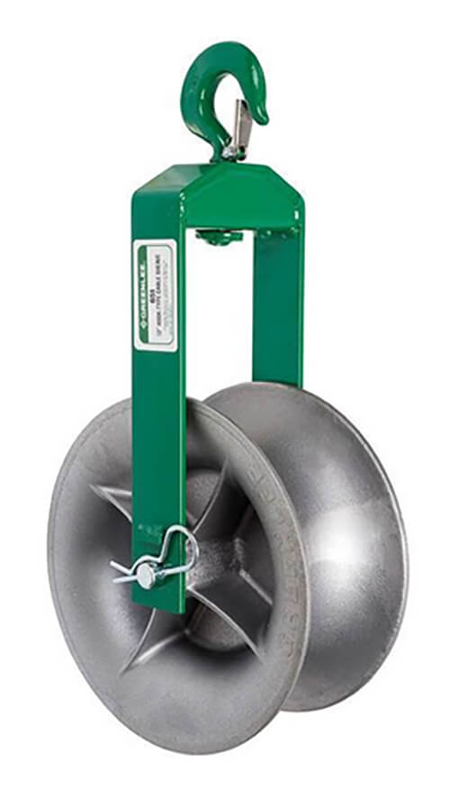 Greenlee® 651 Hook Sheave Assembly, 4,000 lb, 12 in Sheave OD, Aluminum Alloy/Forged Steel