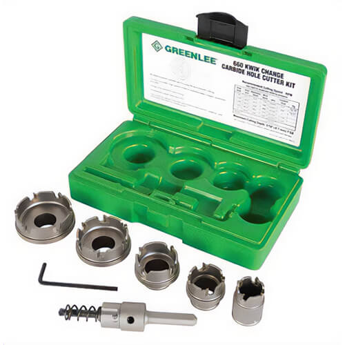 Greenlee® 660 Quick Change Carbide Tipped Hole Cutter Arbor Kit, 5 pc