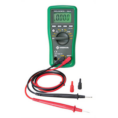 Greenlee® DM-45 Auto/Manual Ranging Digital Multimeter, 600V AC/DC, 10 A, 400 to 40 MOhm, 400 Ohm/4/40/400 kOhm/4/40 MOhm
