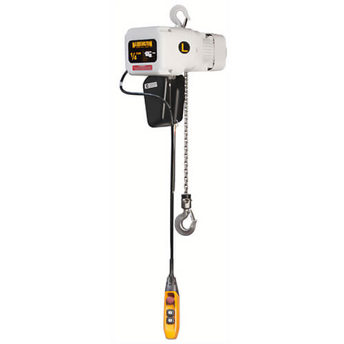 Harrington® NER020L-FG-20 Food Grade Electric Chain Hoist, 22-5/8 in Hook Opening, 4,000 lb Load, 20 ft Lift, 230/460V, 2 ton