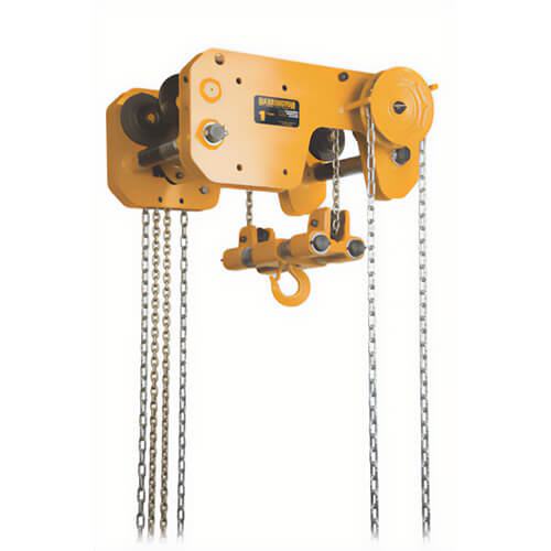 Harrington® SHB100-20 Manual Chain Hosit with Geared Trolley, 5-1/2 in Min x 8-21/32 in Max Beam Flange, 20 ft Lift, 10 ton