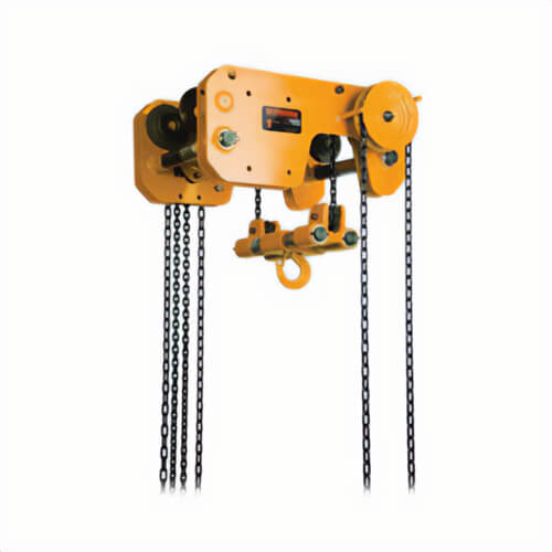 Harrington® SHB010-20 Ultra Low Headroom Trolley Hoist, 1 ton Load, 20 ft Lifting Height, 4-1/2 in Between Hooks, 1.1 in Hook Opening, 64 lb Rated