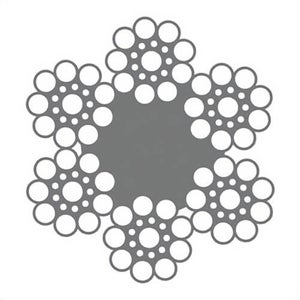 HSI® 5/16 in, Wire Rope, 6x19, Seale Filler Wire, EIPS, Right Regular Lay, Fiber Core, Bright, Import, Per Foot
