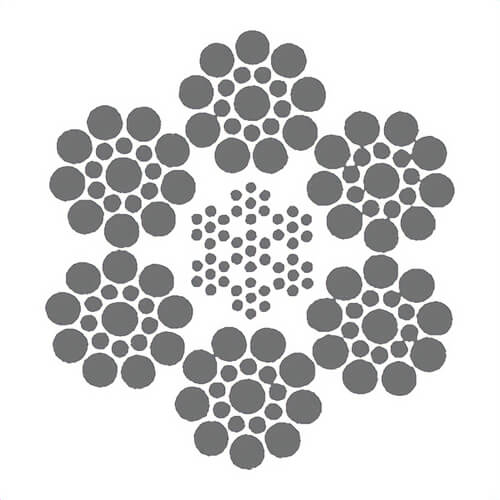 HSI® 5/16 in, Wire Rope, 6x19, Seale Filler Wire, EIPS, Right Regular Lay, IWRC, Bright, Import, Per Foot