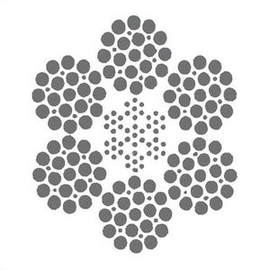 HSI® 1/2 in, Wire Rope, 6x25, Filler Wire, EIPS, Right Regular Lay, IWRC, Bright, Import, Per Foot