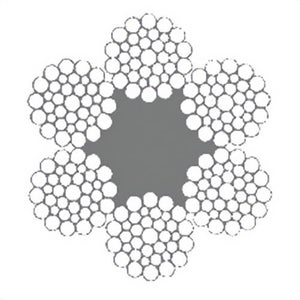 HSI® 7/16 in, Wire Rope, 6x37, Seale Filler Wire, EIPS, Right Regular Lay, Fiber Core, Bright, Import, Per Foot