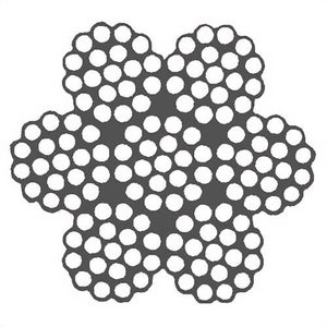 HSI® 1/4 in, Aircraft Cable, 7x19, Galvanized, Import, Per Foot, 0.018 in Tolerance