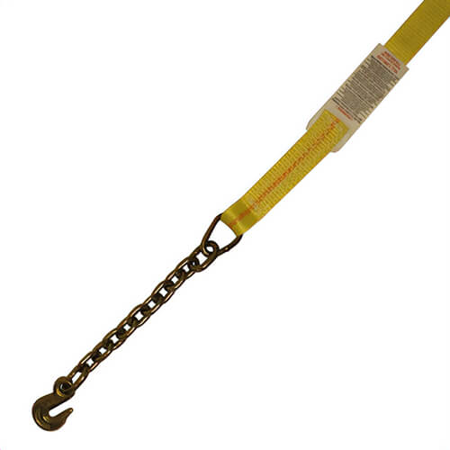 Nylon Ratchet Strap, 4 in x 27 ft, 3/8 in Chain Anchor, 5,000 lb WLL