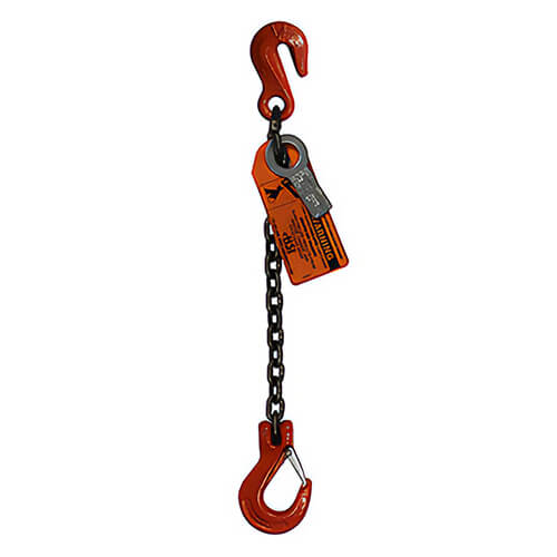 HSI® Single Leg Chain Sling, 3/8 in Length, 12 in Length, Grab Hook to Slip Hook Ends, 8,800 lb Working Load Limit