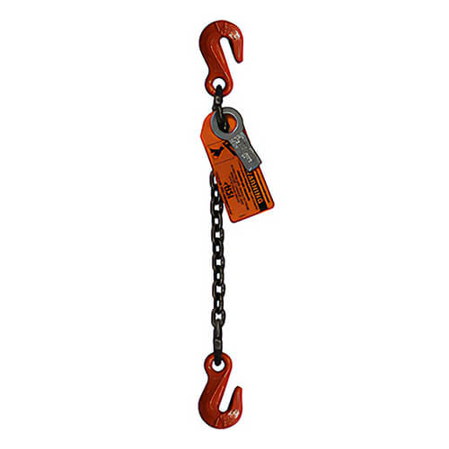 HSI® Single Leg Chain Sling, 3/8 in dia, 12 ft Length, Grab Hook to Grab Hook Ends, 8,800 lb Working Load Limit