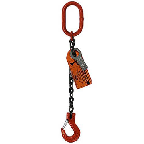HSI® Single Leg Chain Sling, 1 in dia, 26 ft Length, Oblong Link to Sling Hook Ends, 59,700 Working Load Limit