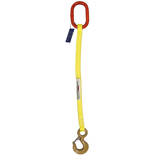 HSI® Single Leg Nylon Sling, Two Ply, 2 in Web Width, 2 ft Length, Oblong Link to Hook Ends, 6,000 lb Vertical Capacity