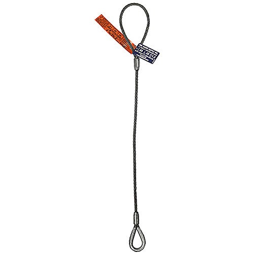 HSI® Single Leg Wire Rope Sling, 1/4 in dia, 8 ft L, Flemish Loop to Heavy Duty Thimble Ends, 0.65 ton Capacity