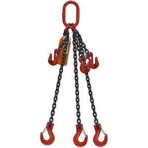 HSI® Triple Leg Chain Sling, Adjustable Type B, 1/2 in dia, 15 ft Length, Oblong Link to Sling Hook Ends, 39,000 lb WLL