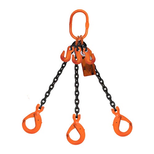 HSI® Triple Leg Chain Sling, Adjustable Type A, 9/32 in dia, 18 ft Length, CM® Oblong Link to Sling Hook Ends, 11,200 WLL