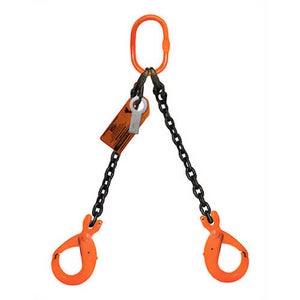 HSI® Double Leg Bridle Chain Sling, 3/4 in dia, 24 ft L, CM® Oblong Link to Latchlok® Hook Ends, 61,100 lb Working Load Limit