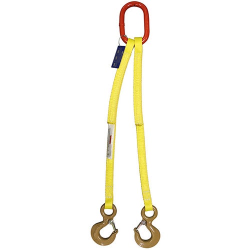 HSI® Two Leg Nylon Bridle Sling, Two Ply, 1 in Web Width, 3 ft Length, Oblong Link to Sling Hook, 6,000 lb Vertical Capacity