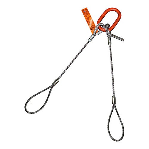 HSI® Two Leg Wire Rope Bridle Sling, 7/8 in dia, 3 ft L, Flemish Loop Ends, 13 ton Capacity, Domestic