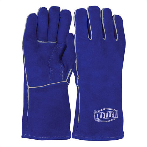 PIP® 9041/L Ironcat® Industrial Grade Welding Gloves, Large, Split Cowhide Leather/Kevlar® Thread, Blue, Cotton/Foam Lining