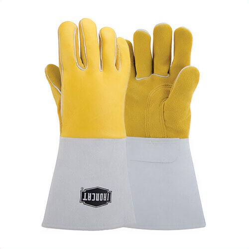 PIP® 9060/L Ironcat® Welding Gloves, Large, Premium Grain Top Grain Elkskin Leather/Kevlar® Thread, Yellow, Cotton/Foam Lining